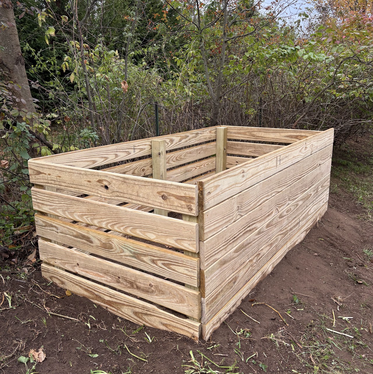 Custom-built wooden compost bin constructed by L&D Property Maintenance