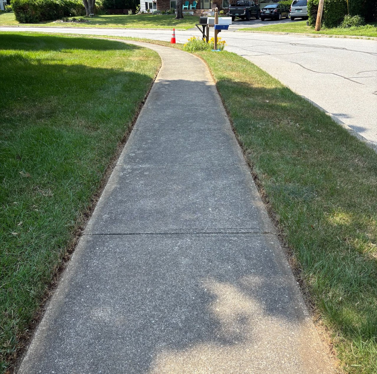 Crisp sidewalk edge after trimming